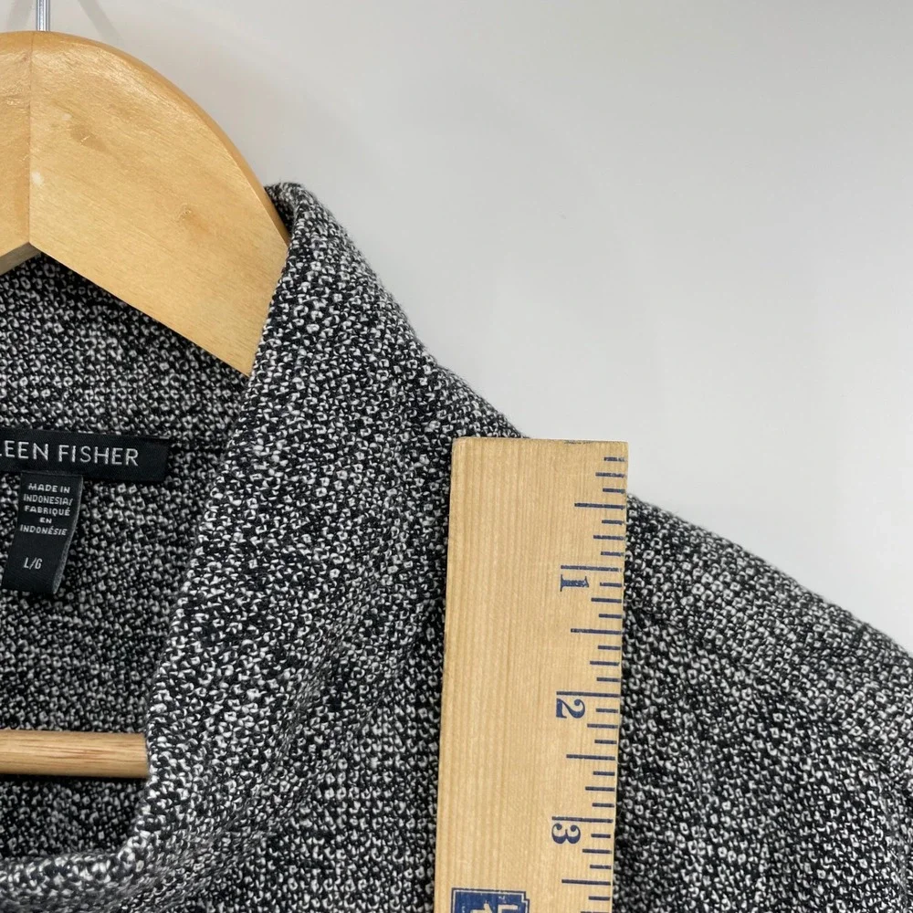 Eileen Fisher Textured Organic Cotton Tweed Stand Collar Zip Jacket Size Large - Picture 8 of 10